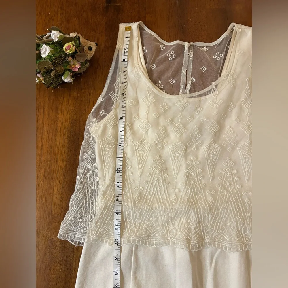 American Eagle Ivory Lace Overlay Dress– Size 6 | Embroidered | Boho Cottagecore - Picture 13 of 16